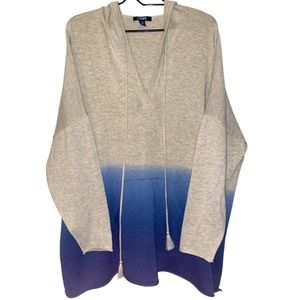 Chaps Blue Ombre Knitted Hoodie Pullover Sweater Women's Large EUC